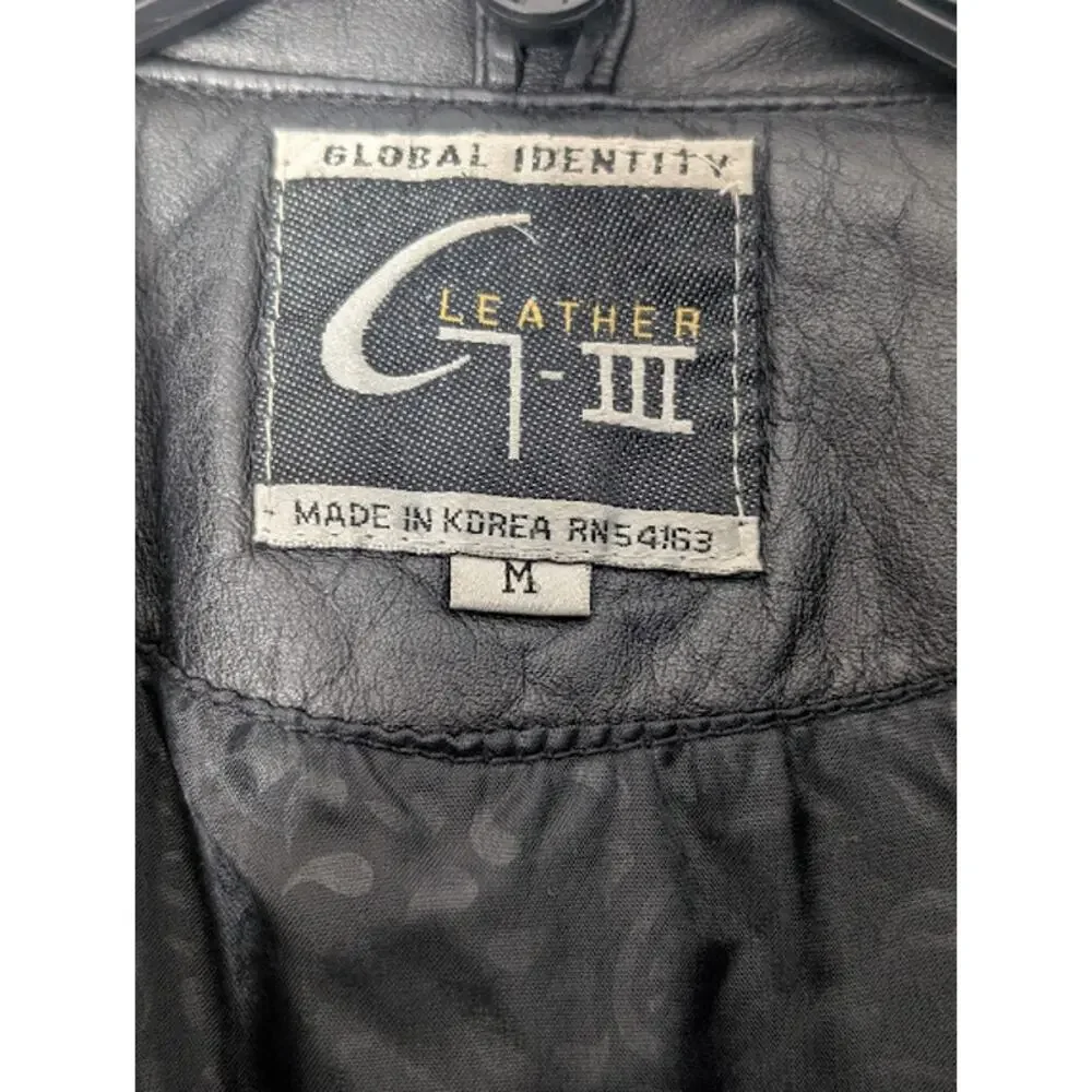 80's Vintage Leather Paisley Jacket G III-GLOBAL IDENTITY Medium Retro Goth - Picture 7 of 14